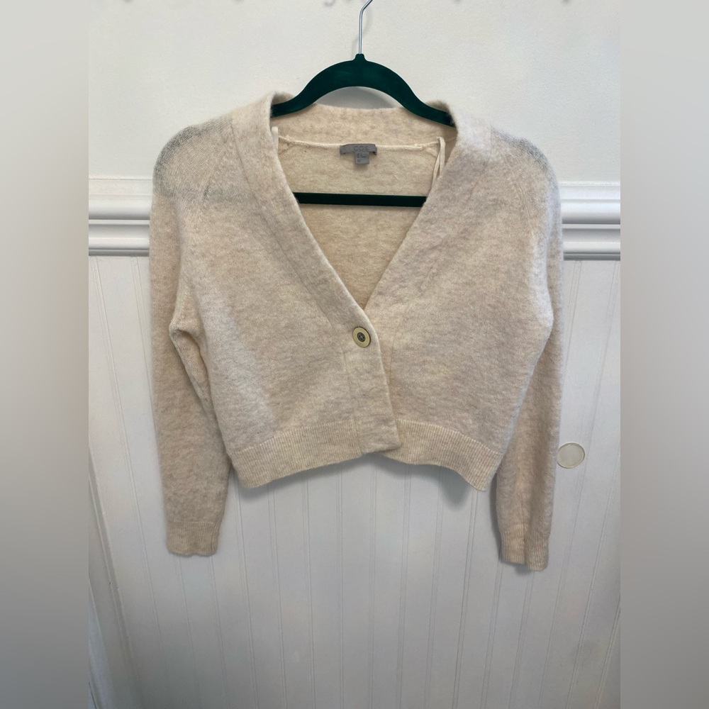 COS Wool Cream Women's Cropped Cardigan